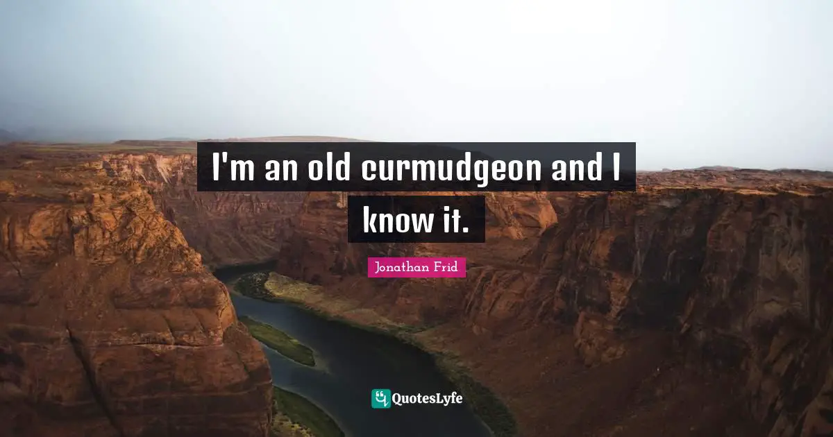 I'm an old curmudgeon and I know it.