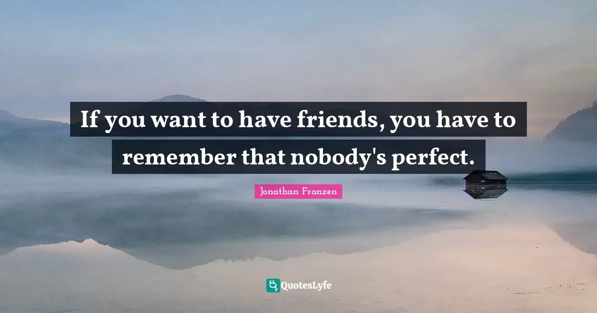 Jonathan Franzen Quotes: "If you want to have friends, you have to remember that nobody's perfect."