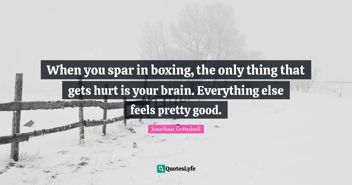 When you spar in boxing, the only thing that gets hurt is your brain. Everything else feels pretty good.