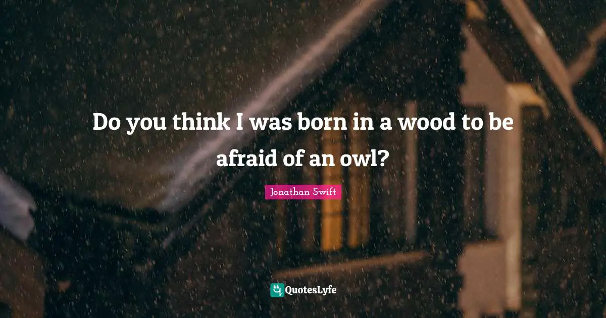 Do you think I was born in a wood to be afraid of an owl?