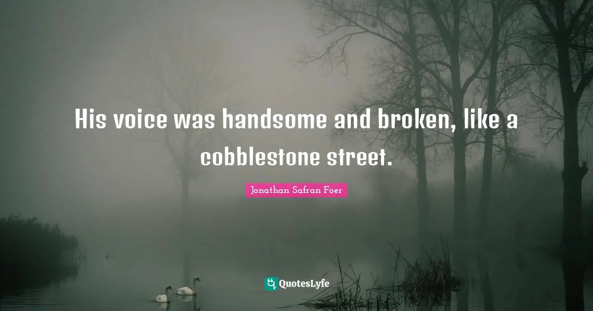 His voice was handsome and broken, like a cobblestone street.