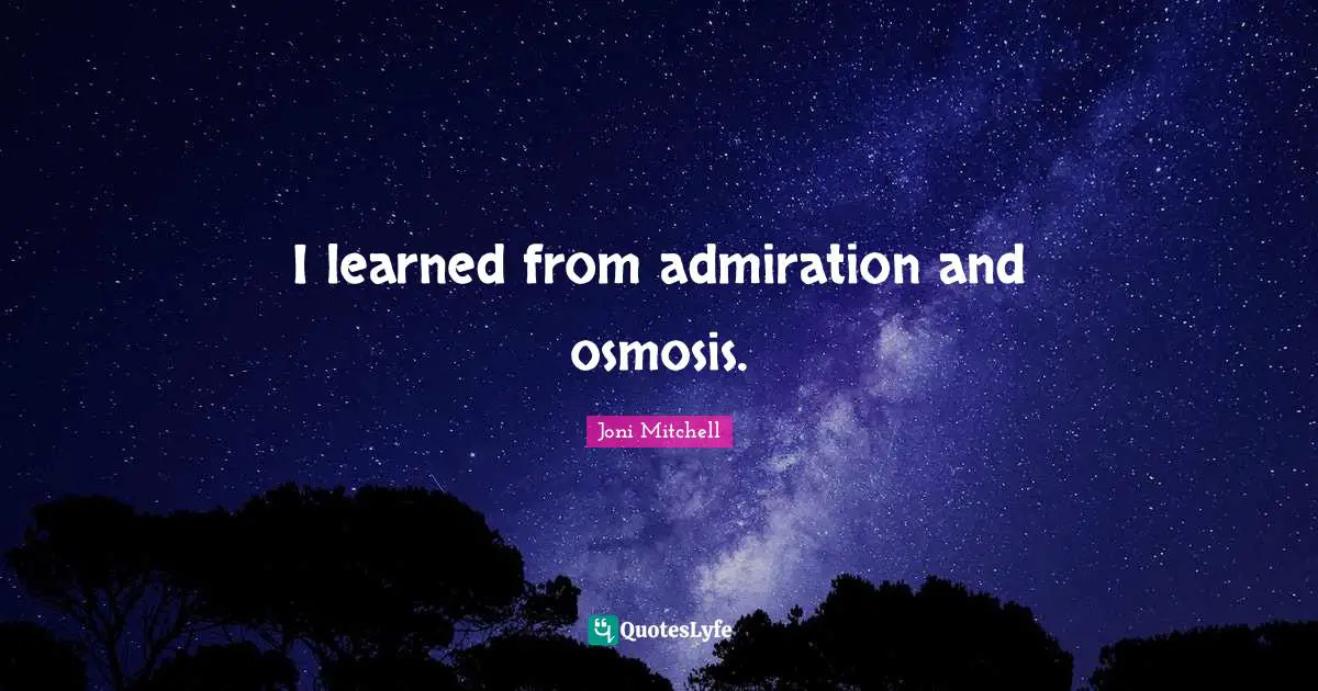 I learned from admiration and osmosis.