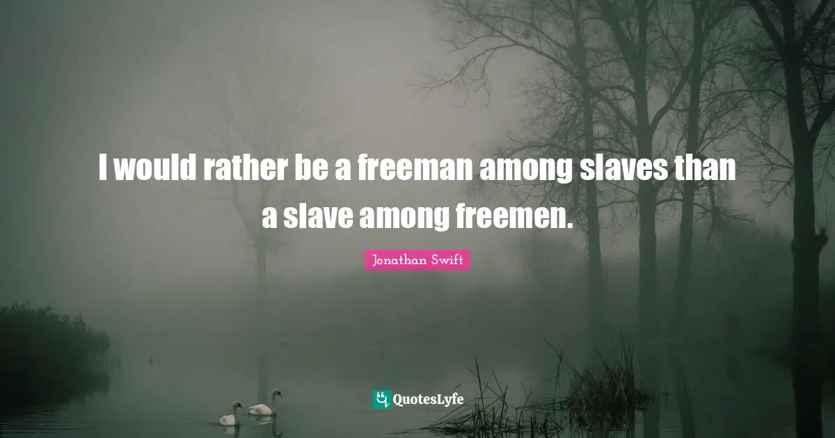I would rather be a freeman among slaves than a slave among freemen.