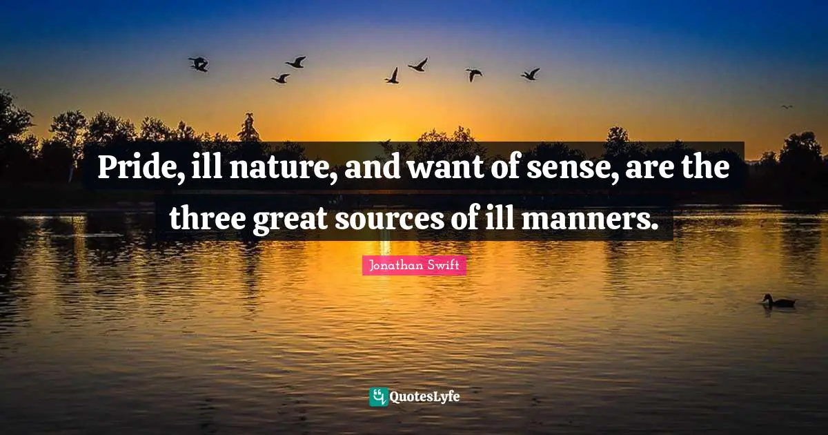 Pride, ill nature, and want of sense, are the three great sources of ill manners.