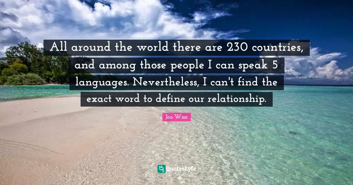 All around the world there are 230 countries, and among those people I can speak 5 languages. Nevertheless, I can't find the exact word to define our relationship.