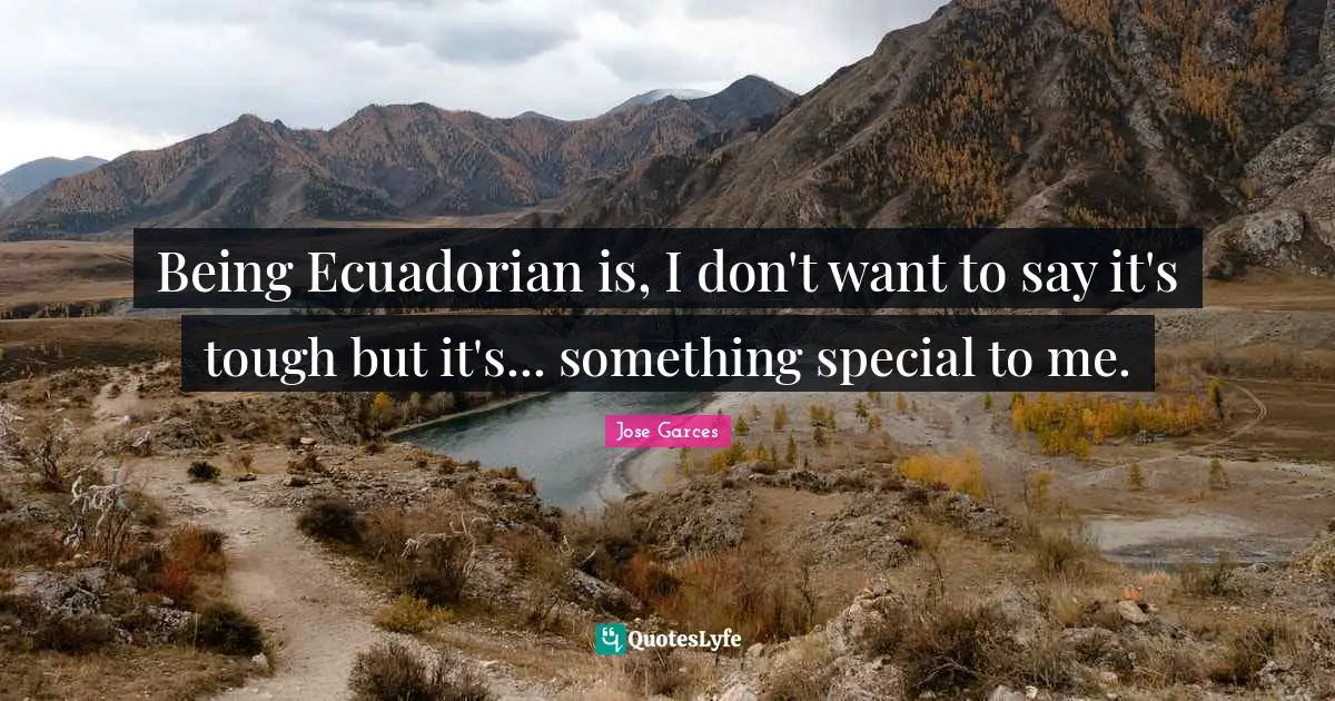 Being Ecuadorian is, I don't want to say it's tough but it's... something special to me.