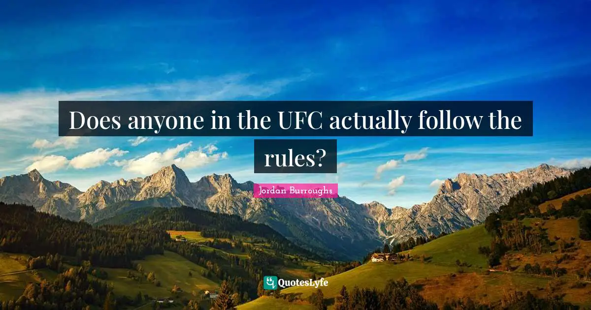 Ufc Quotes: "Does anyone in the UFC actually follow the rules?"