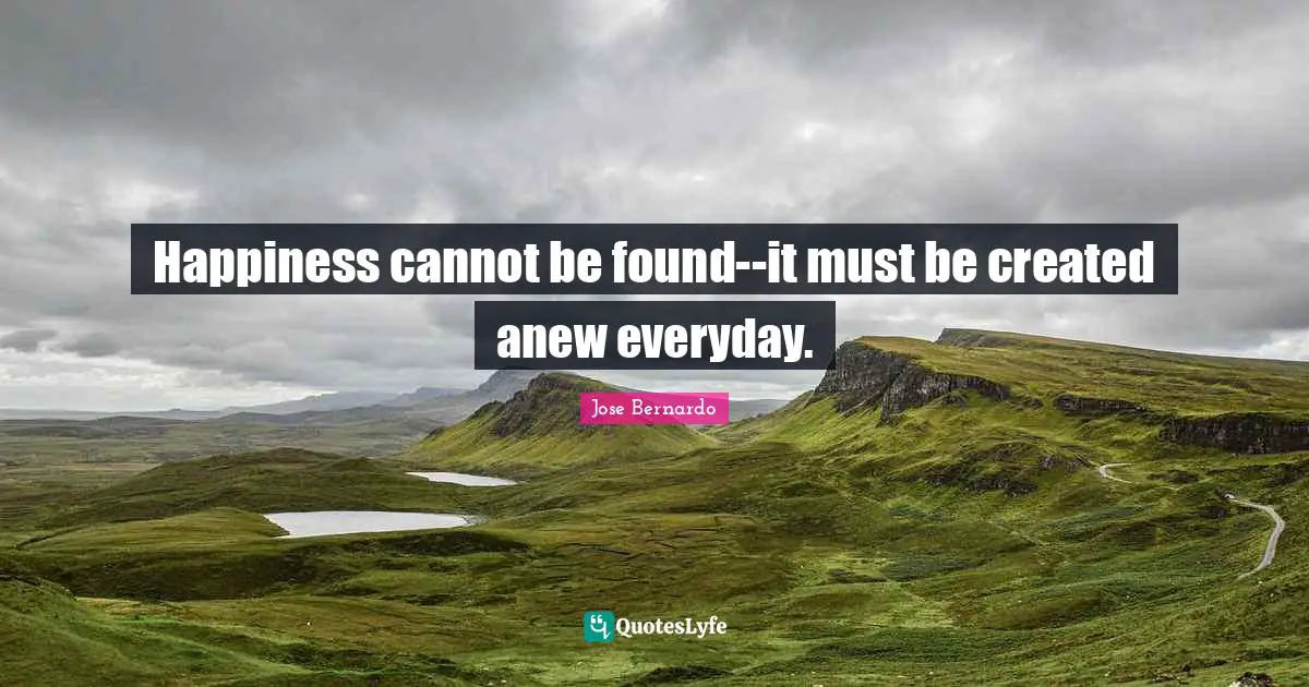 Happiness cannot be found--it must be created anew everyday.