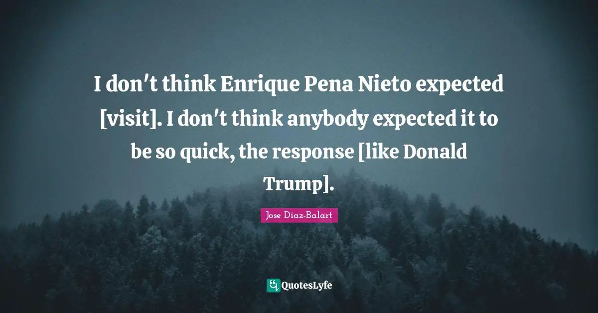 I don't think Enrique Pena Nieto expected [visit]. I don't think anybody expected it to be so quick, the response [like Donald Trump].