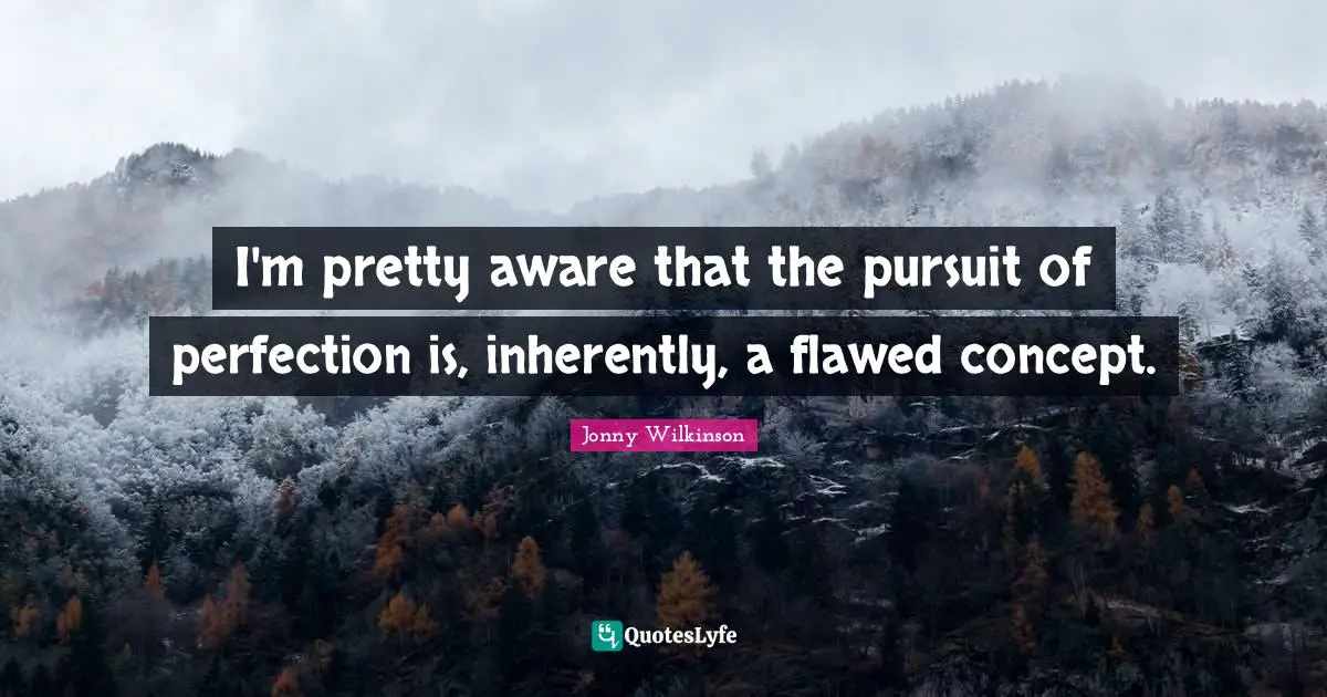 Flawed Quotes: "I'm pretty aware that the pursuit of perfection is, inherently, a flawed concept."