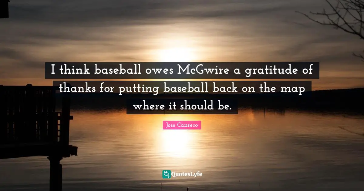 I think baseball owes McGwire a gratitude of thanks for putting baseball back on the map where it should be.