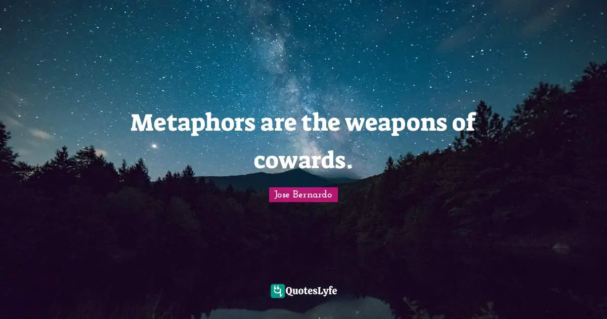 Metaphors are the weapons of cowards.