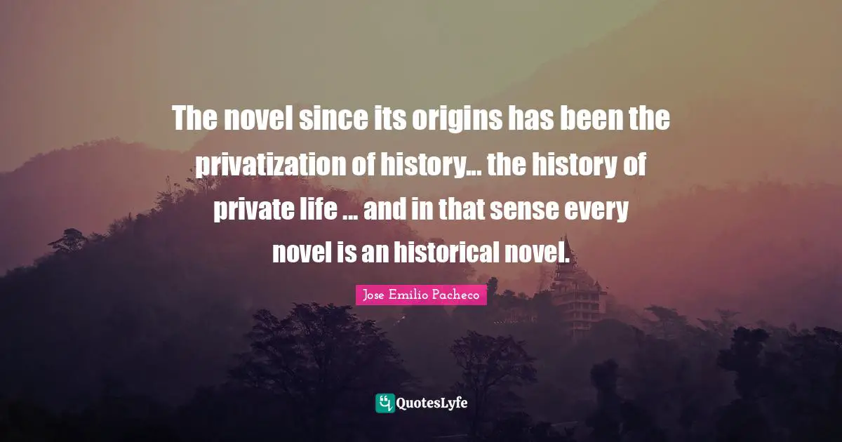 The novel since its origins has been the privatization of history... the history of private life ... and in that sense every novel is an historical novel.