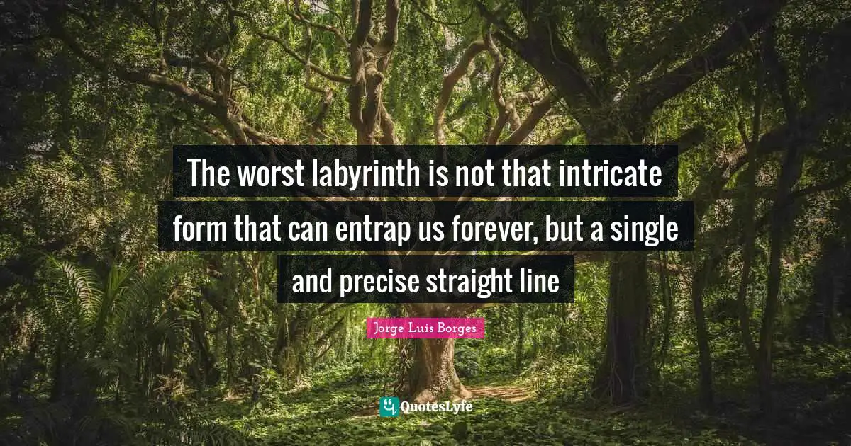 The worst labyrinth is not that intricate form that can entrap us forever, but a single and precise straight line
