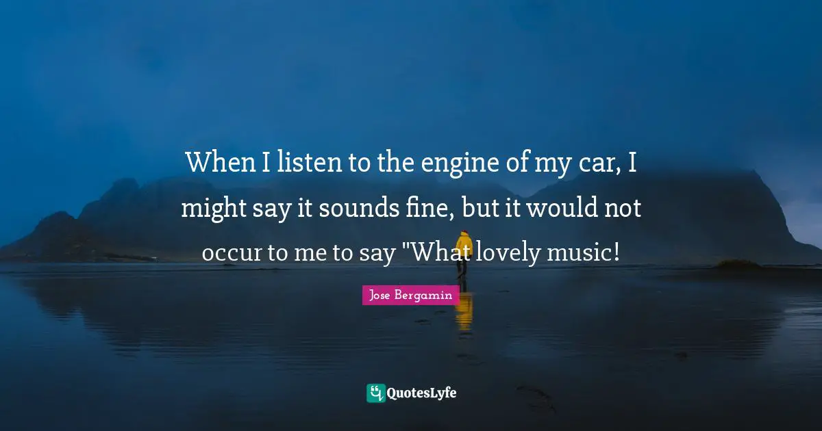 When I listen to the engine of my car, I might say it sounds fine, but it would not occur to me to say "What lovely music!