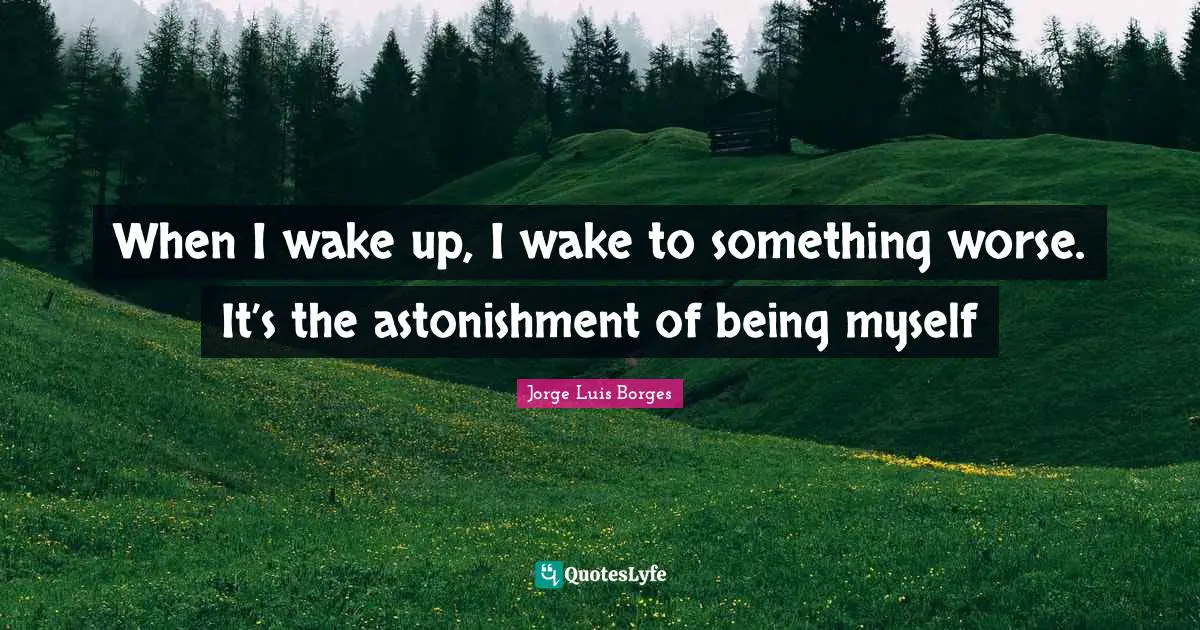 When I wake up, I wake to something worse. It’s the astonishment of being myself