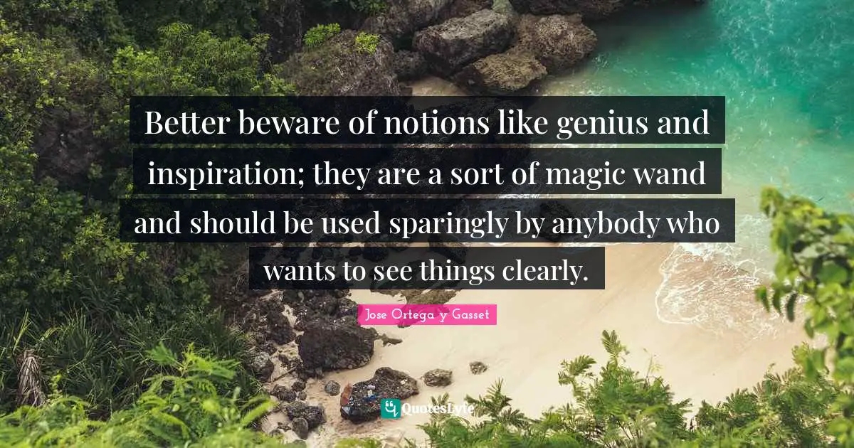 Better beware of notions like genius and inspiration; they are a sort of magic wand and should be used sparingly by anybody who wants to see things clearly.