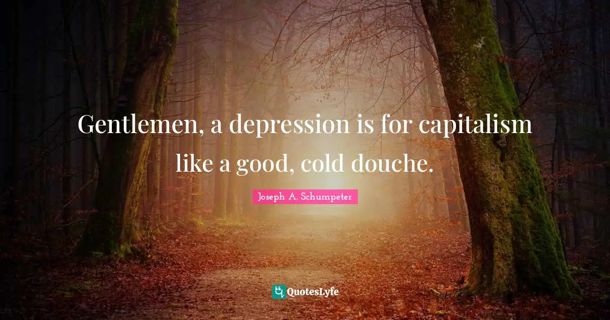 Depression Quotes: "Gentlemen, a depression is for capitalism like a good, cold douche."