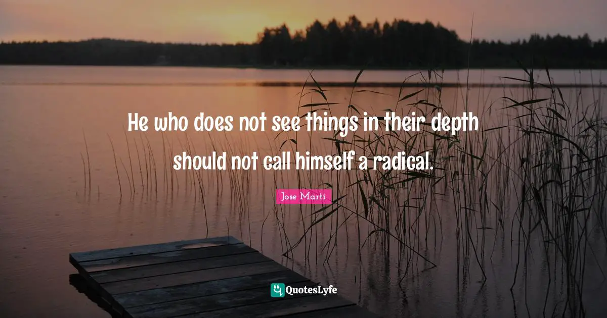 He who does not see things in their depth should not call himself a radical.