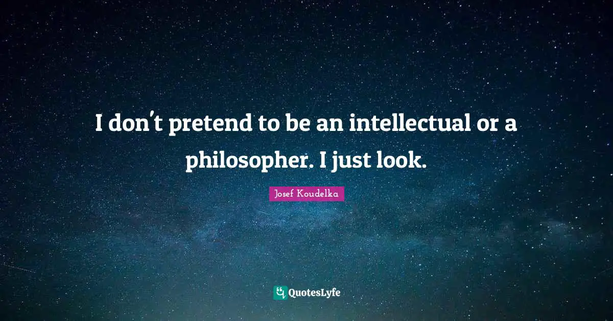 I don't pretend to be an intellectual or a philosopher. I just look.