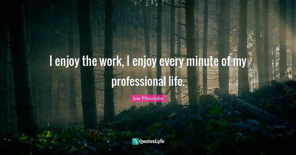 I enjoy the work, I enjoy every minute of my professional life.