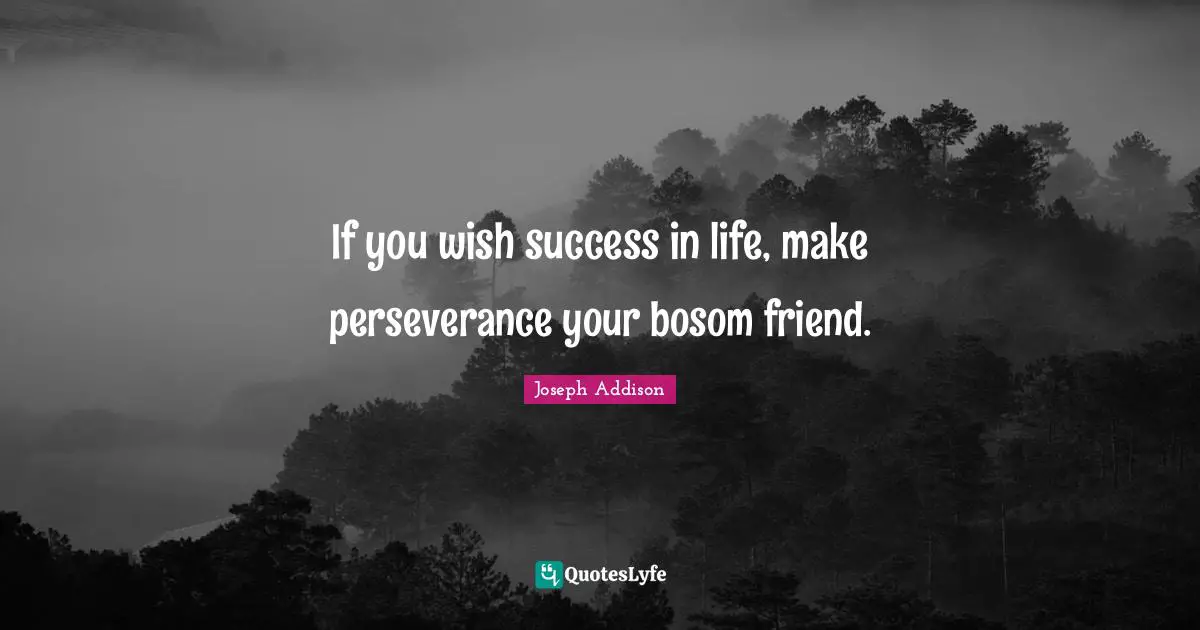 Success In Life Quotes: "If you wish success in life, make perseverance your bosom friend."