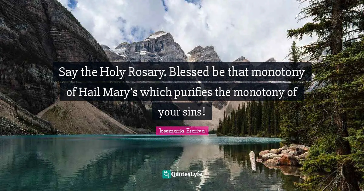Catholic Quotes: "Say the Holy Rosary. Blessed be that monotony of Hail Mary's which purifies the monotony of your sins!"