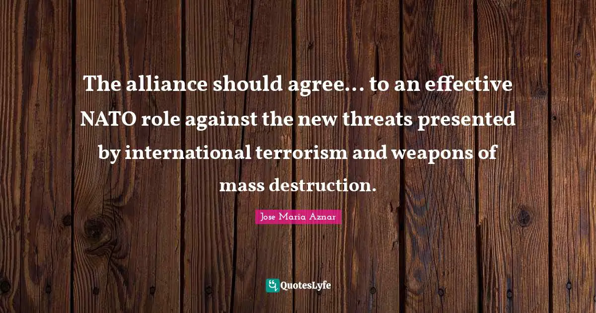 The alliance should agree... to an effective NATO role against the new threats presented by international terrorism and weapons of mass destruction.