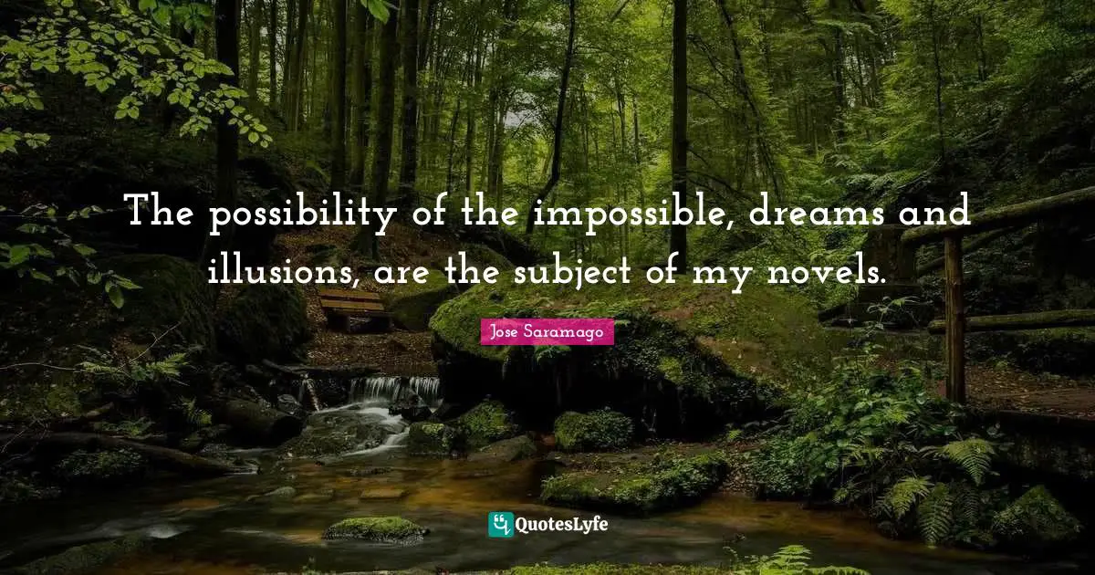 The possibility of the impossible, dreams and illusions, are the subject of my novels.