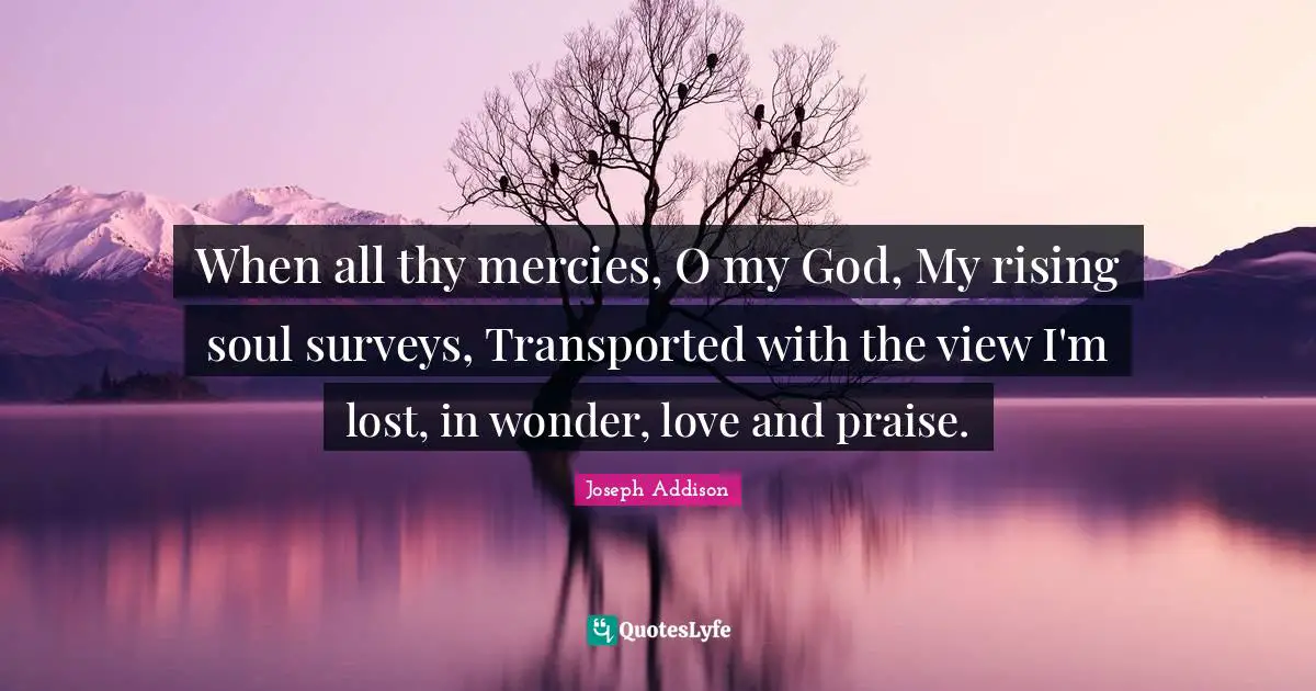 Surveys Quotes: "When all thy mercies, O my God, My rising soul surveys, Transported with the view I'm lost, in wonder, love and praise."
