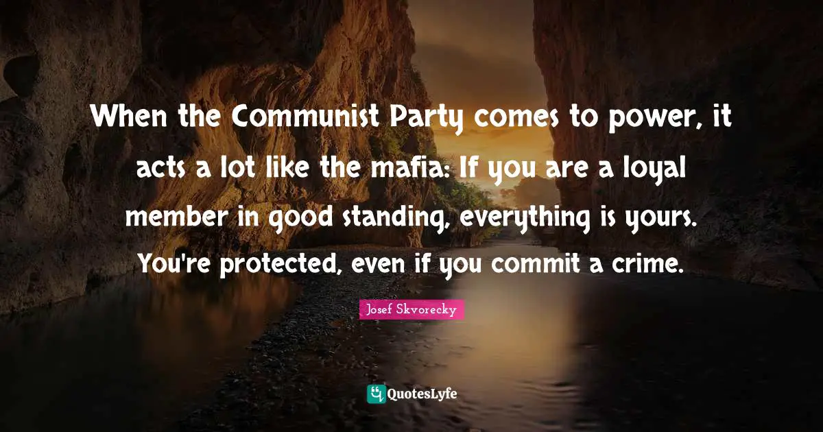 When the Communist Party comes to power, it acts a lot like the mafia: If you are a loyal member in good standing, everything is yours. You're protected, even if you commit a crime.