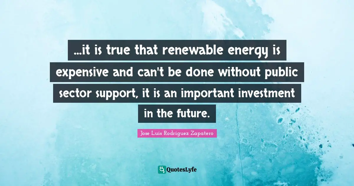 ...it is true that renewable energy is expensive and can't be done without public sector support, it is an important investment in the future.