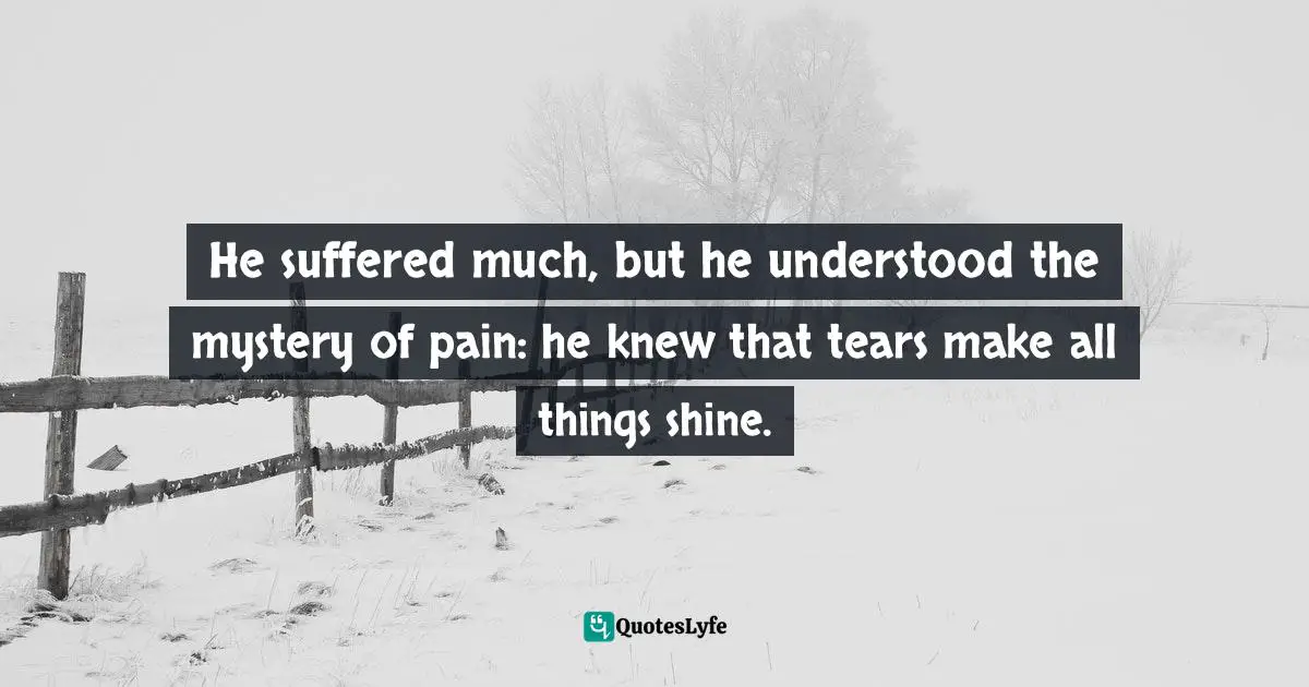 He suffered much, but he understood the mystery of pain: he knew that tears make all things shine.