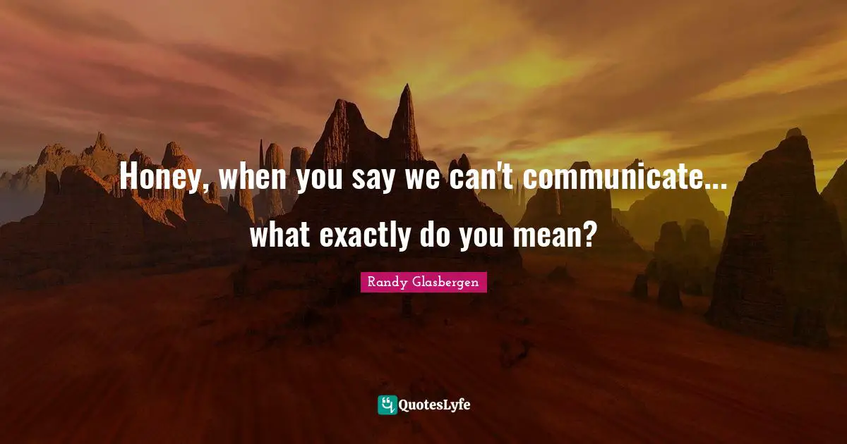 Honey, when you say we can't communicate... what exactly do you mean?