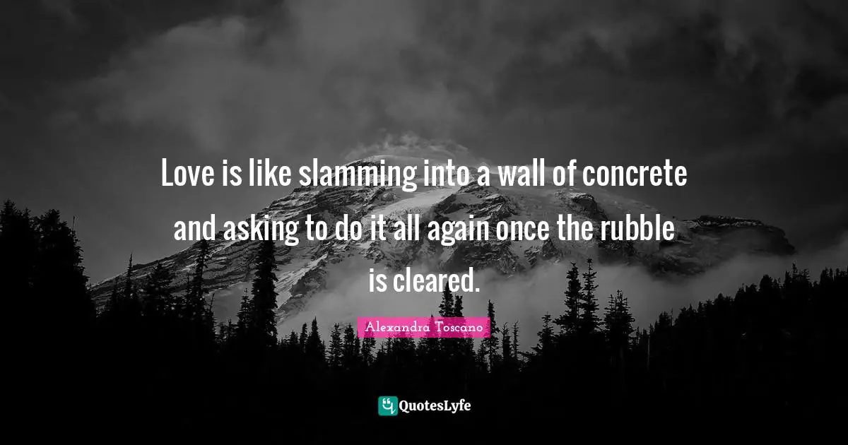 Love is like slamming into a wall of concrete and asking to do it all again once the rubble is cleared.