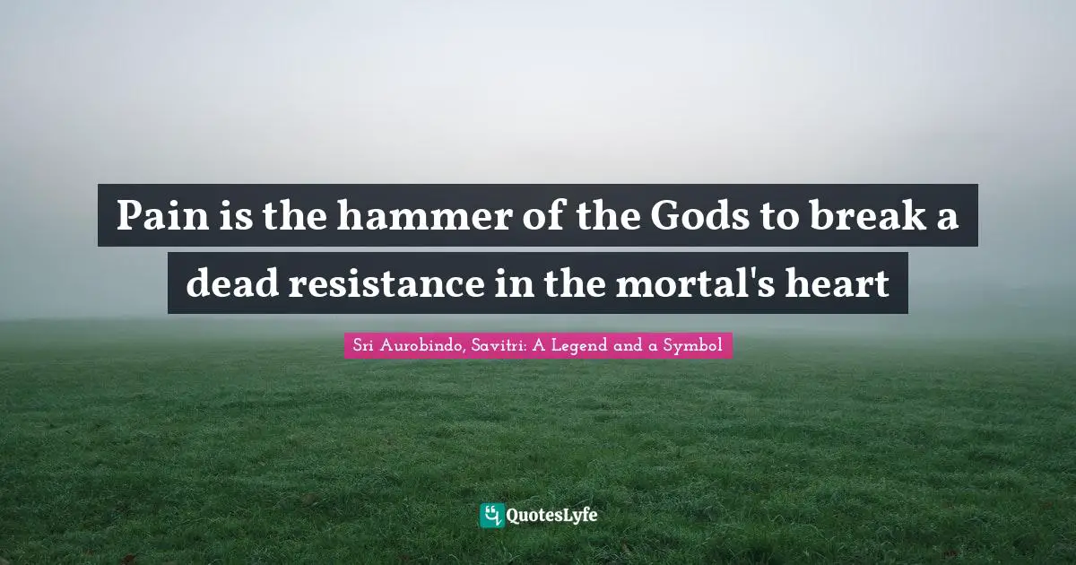 Pain is the hammer of the Gods to break a dead resistance in the mortal's heart