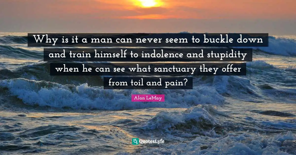 Why is it a man can never seem to buckle down and train himself to indolence and stupidity when he can see what sanctuary they offer from toil and pain?