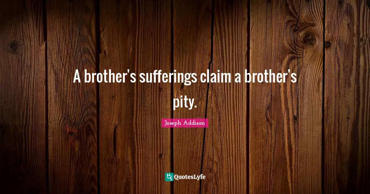 A brother's sufferings claim a brother's pity.