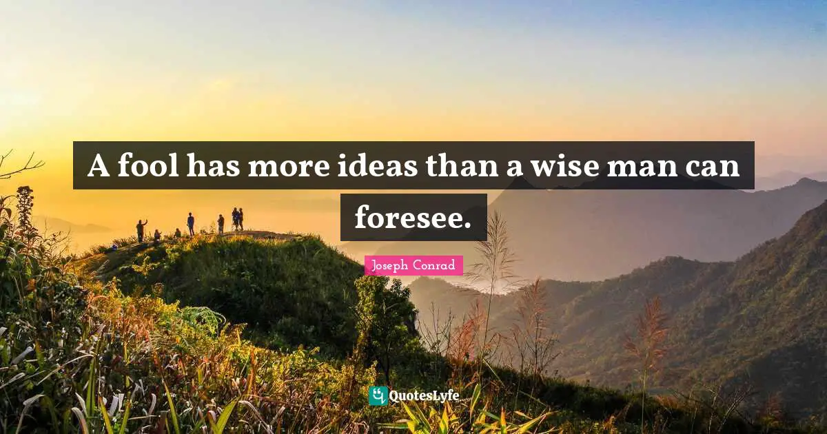A fool has more ideas than a wise man can foresee.