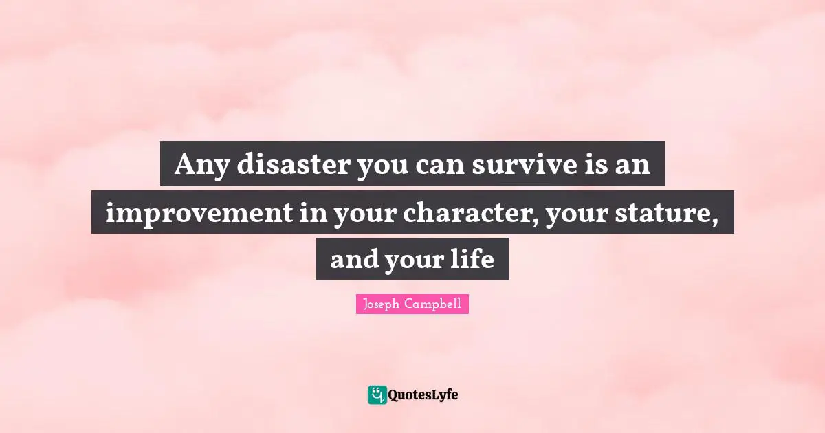Any disaster you can survive is an improvement in your character, your stature, and your life