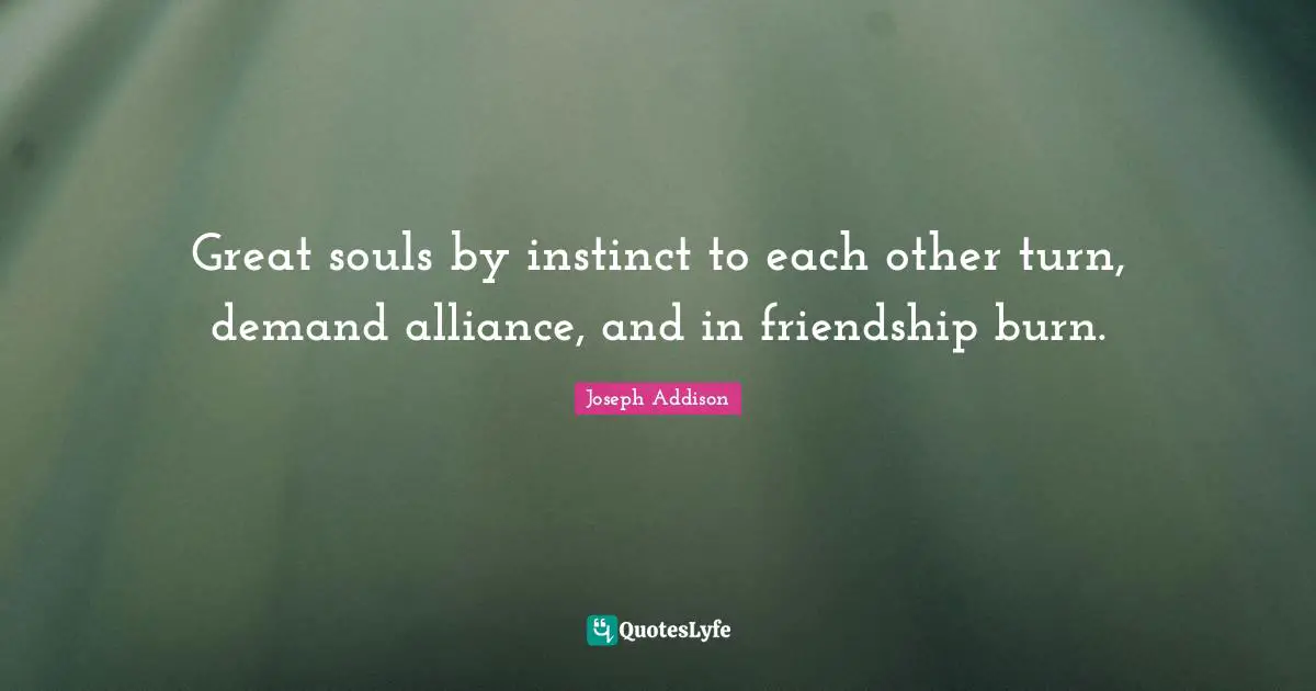 Great souls by instinct to each other turn, demand alliance, and in friendship burn.