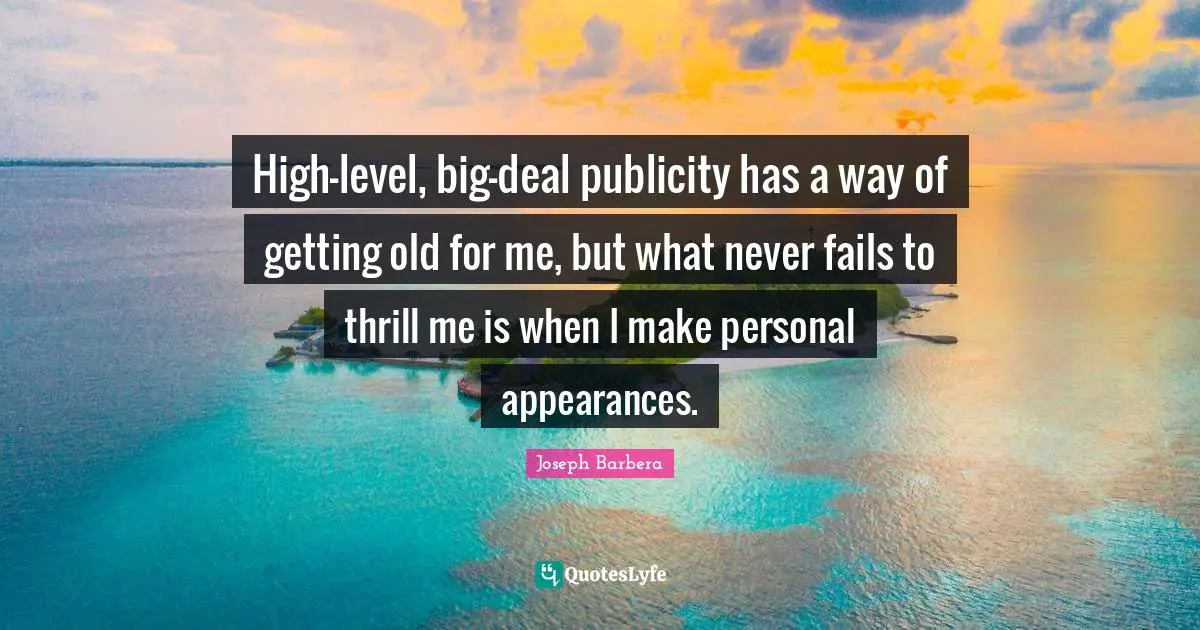 High-level, big-deal publicity has a way of getting old for me, but what never fails to thrill me is when I make personal appearances.