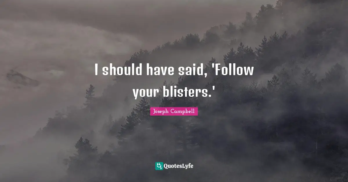 I should have said, 'Follow your blisters.'