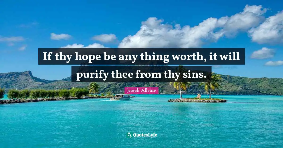 If thy hope be any thing worth, it will purify thee from thy sins.