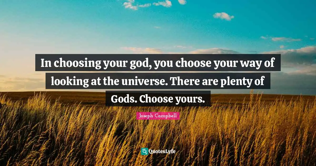 In choosing your god, you choose your way of looking at the universe. There are plenty of Gods. Choose yours.