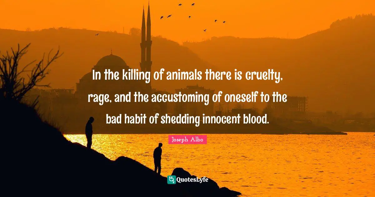 Cruelty Quotes: "In the killing of animals there is cruelty, rage, and the accustoming of oneself to the bad habit of shedding innocent blood."