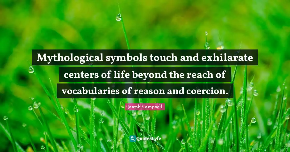 Mythological symbols touch and exhilarate centers of life beyond the reach of vocabularies of reason and coercion.