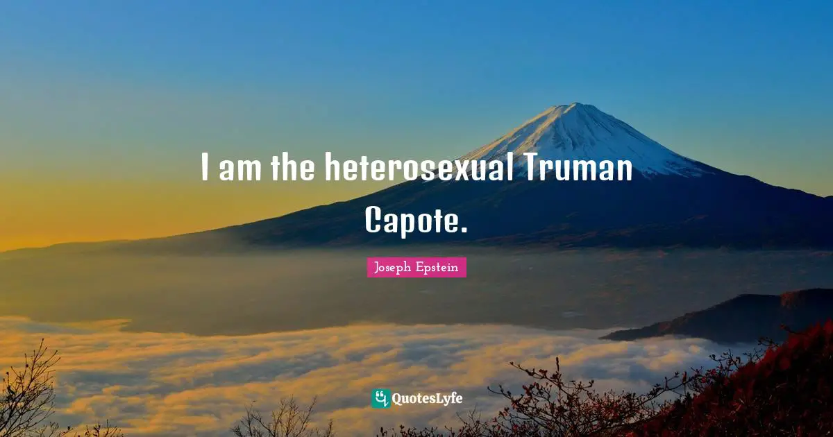 I am the heterosexual Truman Capote.