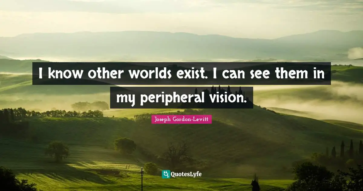 I know other worlds exist. I can see them in my peripheral vision.