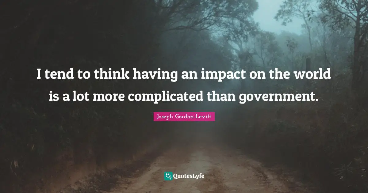 I tend to think having an impact on the world is a lot more complicated than government.